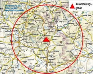 Das Auswilderungsgebiet des Habichtskauz-Projekts in Nordbayern 